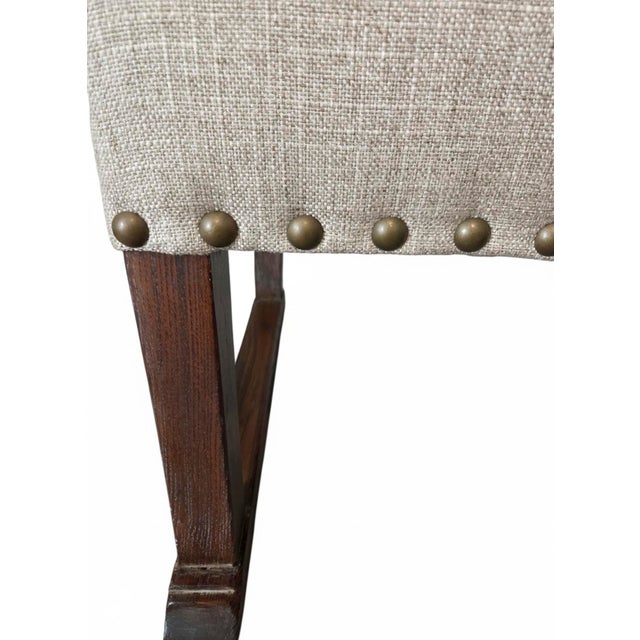 English English Upholstered Stools on Oak Legs, Late 19th Century For Sale - Image 3 of 4