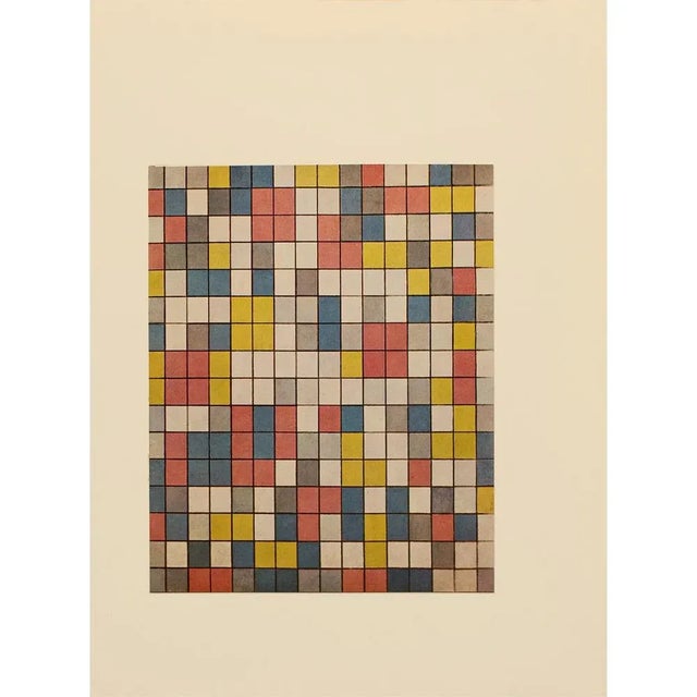 A rare vintage full-color print after oil painting "Composition In Bright Colors" (1919) by Piet Mondrian. Comes from a...