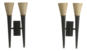 Postmodern Art Deco Style Flambeaux Wall Lights, 1990s, Set of 2