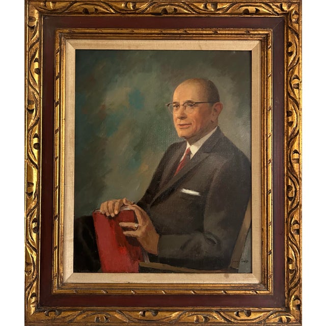 Realism Mid Century Oil Painting Portrait of a Man by Jacob Gains For Sale - Image 3 of 8