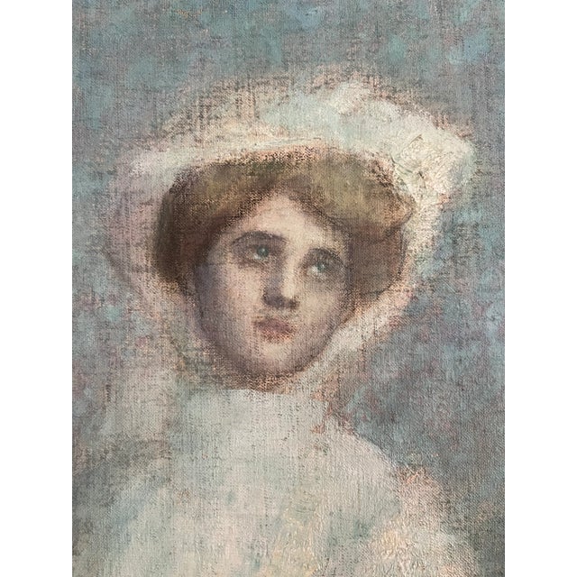 Mid 19th Century Ethereal Swedish Portrait Painting of a Woman Wearing a White Gown For Sale - Image 10 of 10