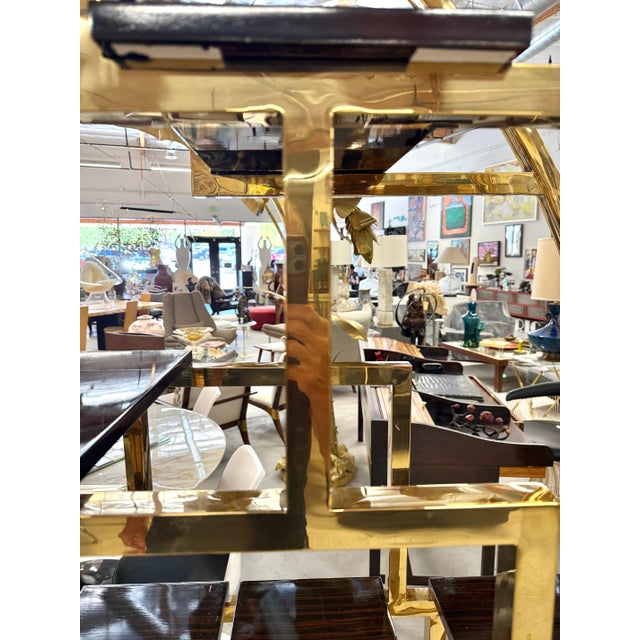 Modern Custom Macassar Ebony and Brass Demi Lune Room Divider For Sale - Image 3 of 18