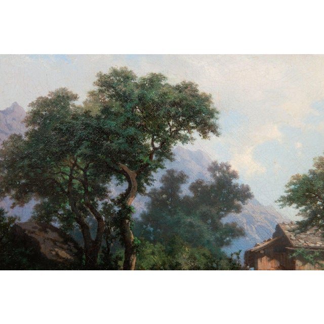 19th Century Swiss Antique Oil Painting of Mountains by Francois Niederhausern For Sale - Image 10 of 18