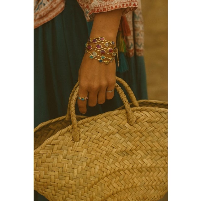 Bochic "Capri" Ruby & Multi Natural Gem Cuff Set In 18K Gold & Silver For Sale - Image 14 of 18