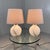 A set of 2 very nice table lamps by Peill & Putzler, Germany (marked). Glass globe stand with chrome plated armature,...