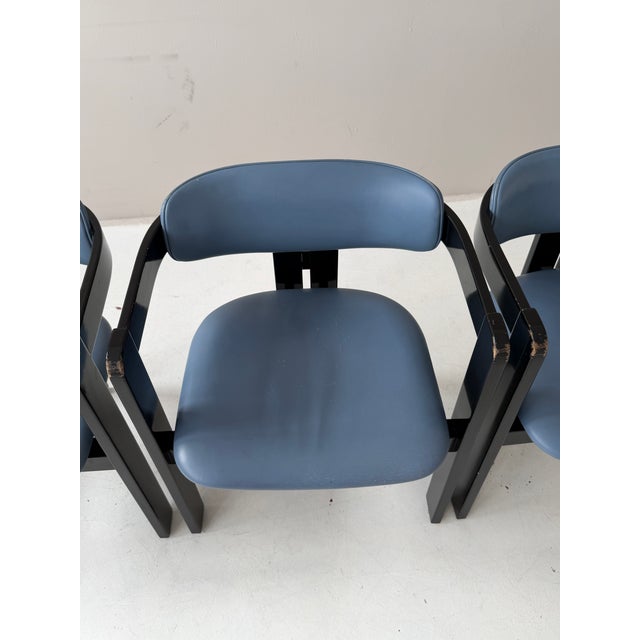Pamplona Dining Chairs and Table in Petrol Leather by Augusto Savini for Pozzi, Italy, 1970, Set of 7 For Sale - Image 16 of 18