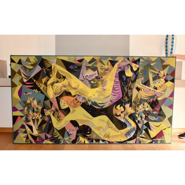 Julien van Vlasselaer – ‘Mermaids’ Handwoven Mid-Century Modern Tapestry, Belgium 1957 An exceptional and highly...