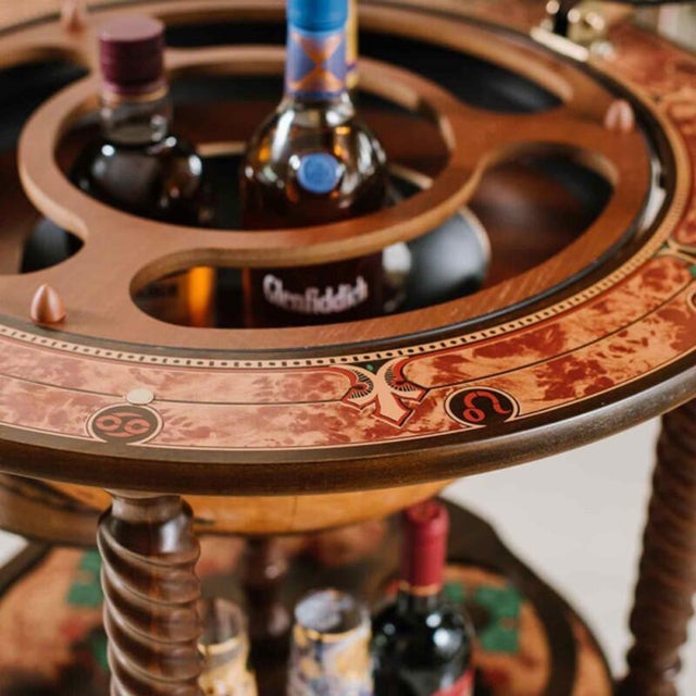 Wood Bacchus Bar Globe by Zoffoli Mappamondi For Sale - Image 7 of 11