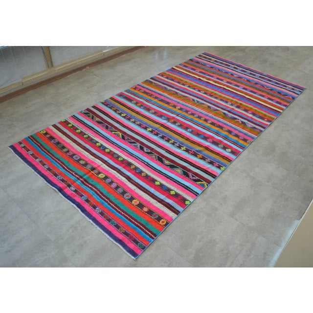 Turkish 1970s Turkish Kilim Hand Woven Braided Area Rug - 5′5″ × 10′9″ For Sale - Image 3 of 11