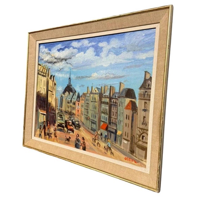 Ollier, Lively View of Paris, 1980s, Oil on Canvas For Sale - Image 3 of 9
