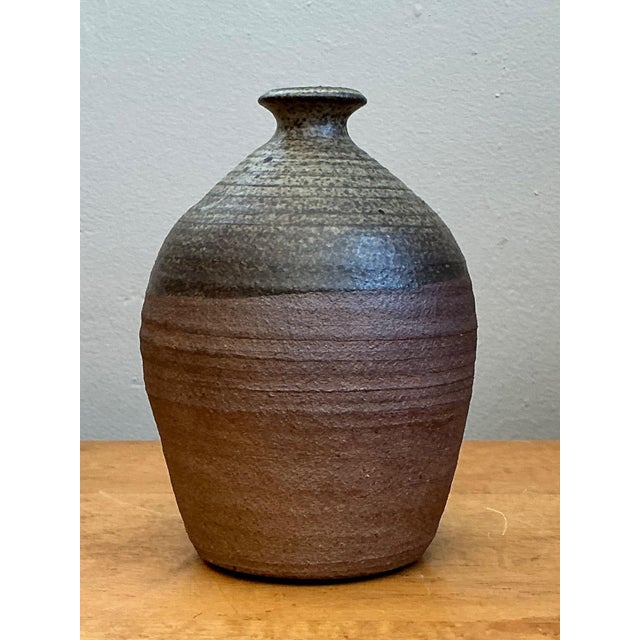 Mid-Century Modern Vintage Textured Studio Pottery Vase For Sale - Image 3 of 16