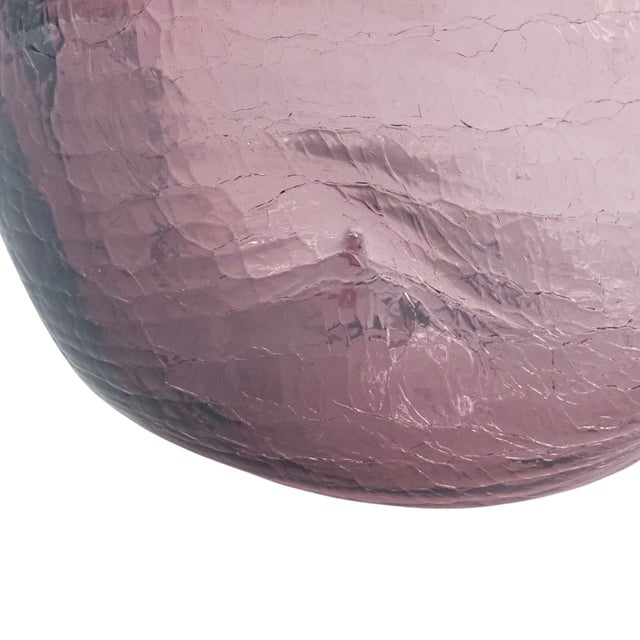 1980s Blenko 921m Amethyst Crackle Glass Vase by Wayne Husted – MCM Handcrafted With Four Indents For Sale - Image 5 of 7