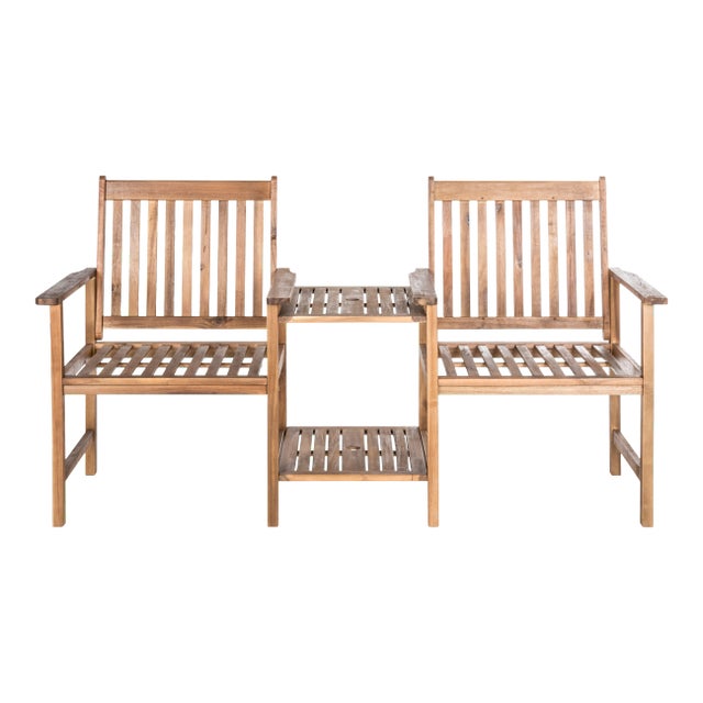 Outdoor Twin Seat Bench in Natural For Sale