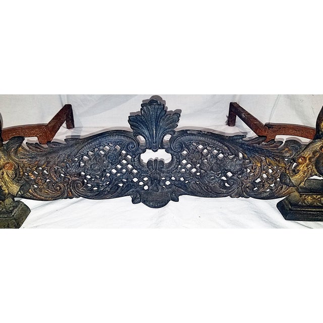 Rococo Late 19th Century French Bronze Dore' Rococo Fireplace Andirons For Sale - Image 3 of 5