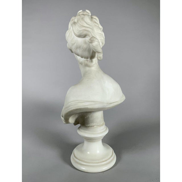 White Marble Sculpture of a Bust of Diana after Houdon (1741-1828), 19th Century For Sale - Image 6 of 8