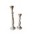 Pair of Hand-Carved Wooden Floor Candlesticks, Whitewashed Finish (30” and 22” Tall) For Sale - Image 4 of 6