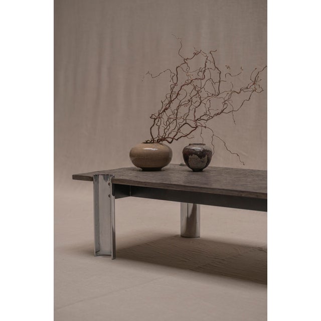 Brutalist Brutalist Coffee Table with Fossil Stone Top, 1970s For Sale - Image 3 of 18