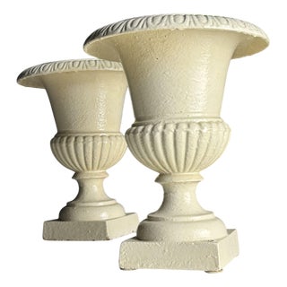 Cast Iron Garden Vases, Set of 2 For Sale