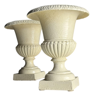 Cast Iron Garden Vases, Set of 2