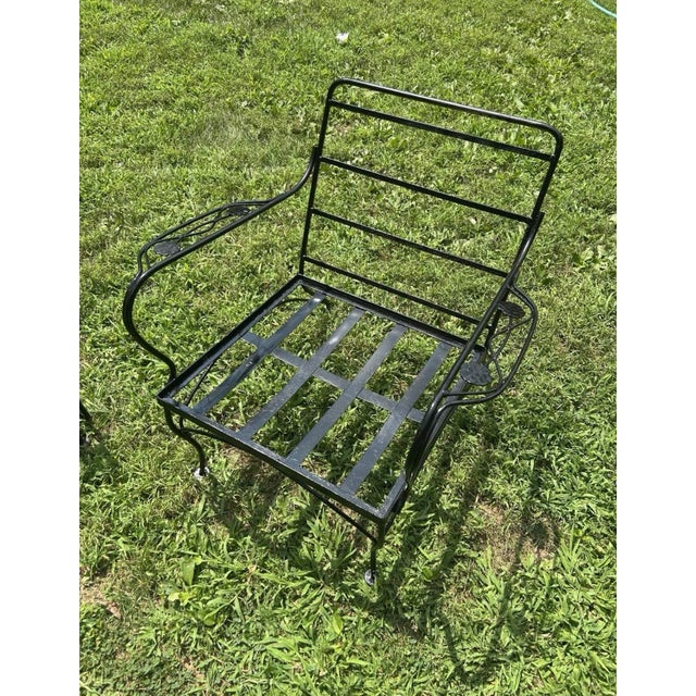 Metal Beautiful Vintage Wrought Iron MCM Conversation Set Glider, 2 Chairs & Table For Sale - Image 7 of 7