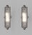 Degué A beautiful pair of authentic 1930 French art deco wall sconces in nickel plated solid brass or bronze holding two...