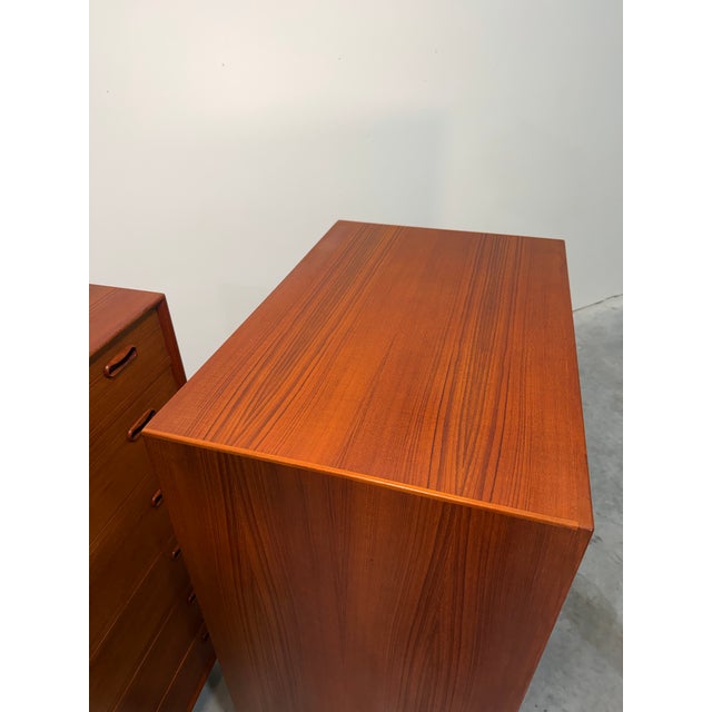 Wood Mid Century Danish Modern Teak Tallboy Dresser For Sale - Image 7 of 12