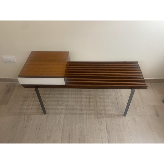 Teak Bench with Drawer, 1960s For Sale - Image 4 of 15