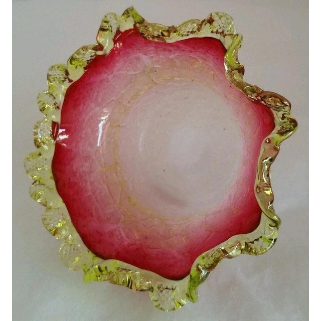 Victorian Frosted Cranberry Glass Preserve Bowl, 1880 For Sale - Image 6 of 8