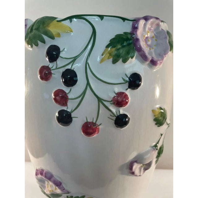 A stunning 18.5" tall hand painted and glazed ceramic vase made in Portugal by Jay Willfred. Original tag on the bottom....