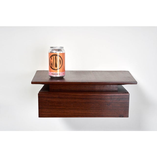 1960s Pair of Petite Danish Modern Single-Drawer Floating Nightstands in Rosewood For Sale - Image 12 of 18