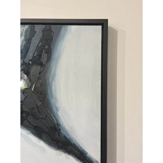 Modern Revelation Go With the Flow Hand Painted Art. Abstract art, black, blue, gray white colors. Original Retail $1344....