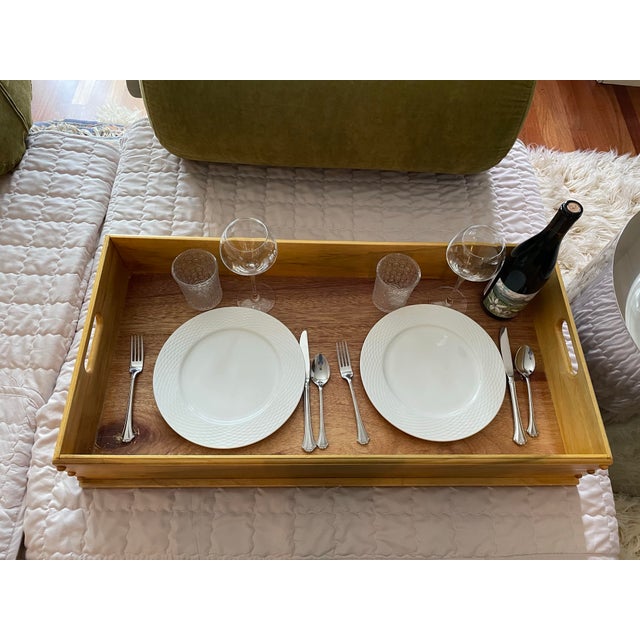 Wood Vintage Oversized Acacia Wood Kitchen Countertop/ Serving Display Tray For Sale - Image 7 of 9