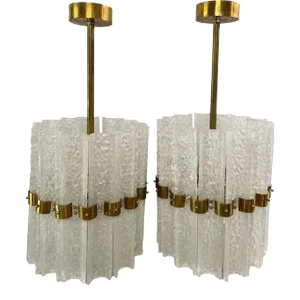 Pair of Large Crystal Orrefors Chandeliers by Carl Fagerlund