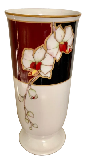 Noritake Modern Gilt Porcelain Vase With Orchid Design