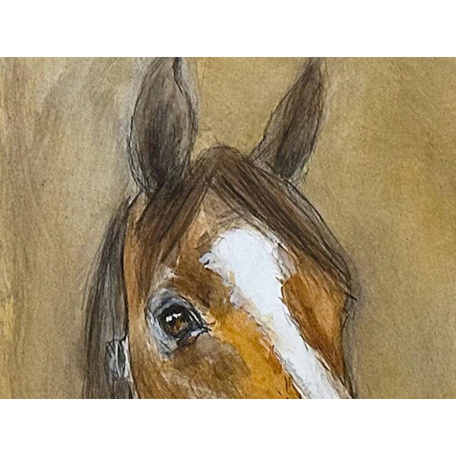 1990s Vintage Abstract Horse Painting Contemporary "Bright-Eyed Bay" Mixed Medium on Paper, 1990s For Sale - Image 5 of 8