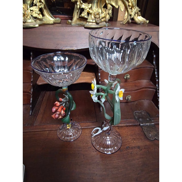 Two Janis Miltenberger Art Glass Flower Goblets For Sale - Image 9 of 9
