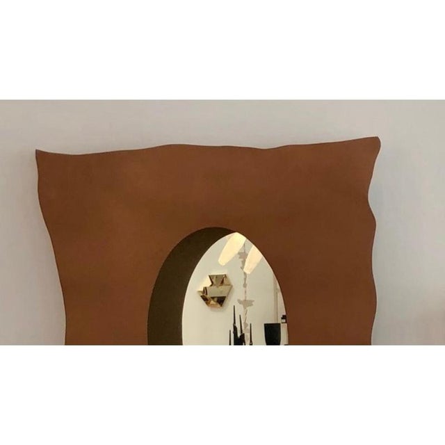 Not Yet Made - Made To Order Vaca Colgada Wall Mirror in Leather and Metal Frame by Oscar Maschera For Sale - Image 5 of 8