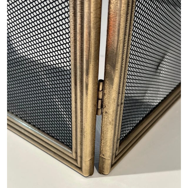 Brass Fireplace Screen and Neoclassical Style Mesh For Sale - Image 11 of 12
