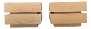 Vintage Modern Stacked Box Lawson Fenning Nightstands in White Oak - Pair