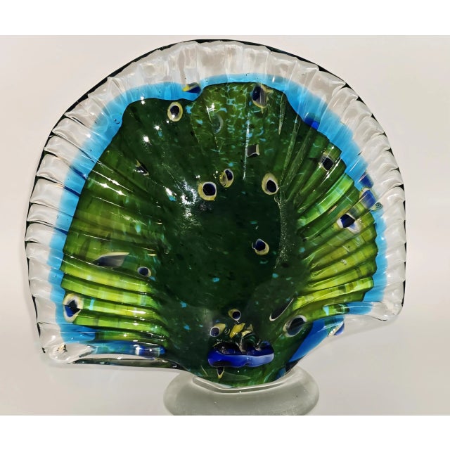 Blue Early 20th Century Vintage Murano Style Peacock For Sale - Image 8 of 8