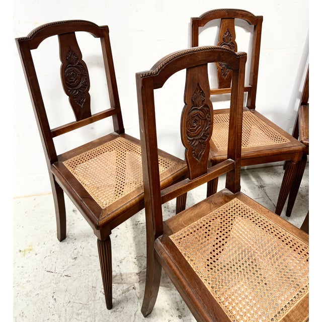 Antique Art Deco Chairs in Walnut, 1900s, Set of 6 For Sale - Image 6 of 15