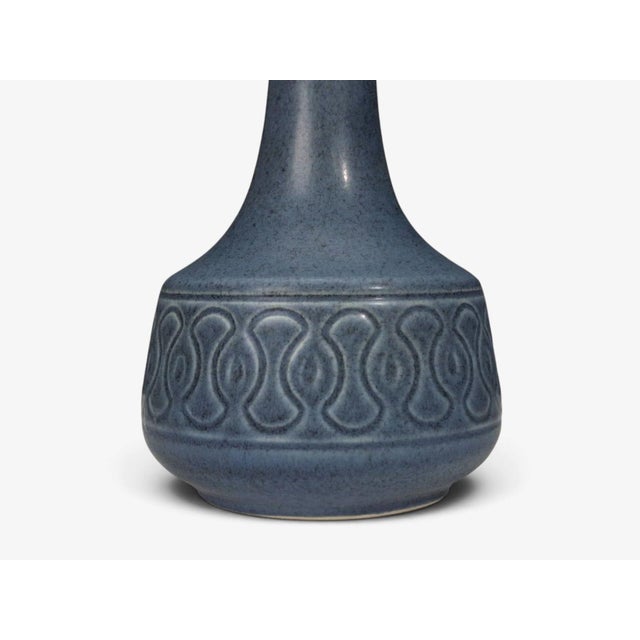 1960s Danish Modern Søholm Stentøj, Table Lamps, Blue Glazed Stoneware - Pair For Sale - Image 10 of 12