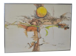 Rembrandt Fantasy Lithograph w/ Hand Watercolors c.1967