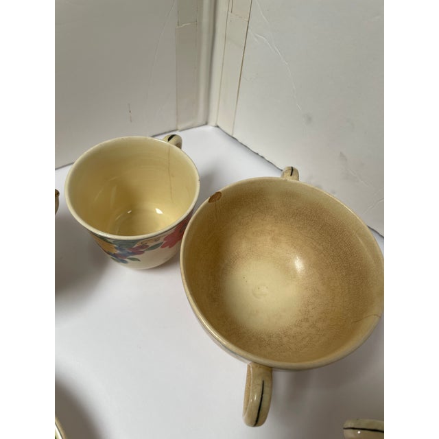 Ceramic 1920s Royal Adams Titan Ware Hand Painted English China “Maytime” Cups and Saucers For Sale - Image 7 of 10
