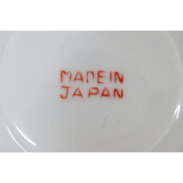 Mid 20th Century Japan Asian Blue Red and Yellow Floral Coffee Espresso Cup and Saucer Set For Sale - Image 5 of 9