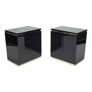 Small Black Lacquer Cabinets Night Stands by j.c. Mahey 1970s - a Pair For Sale