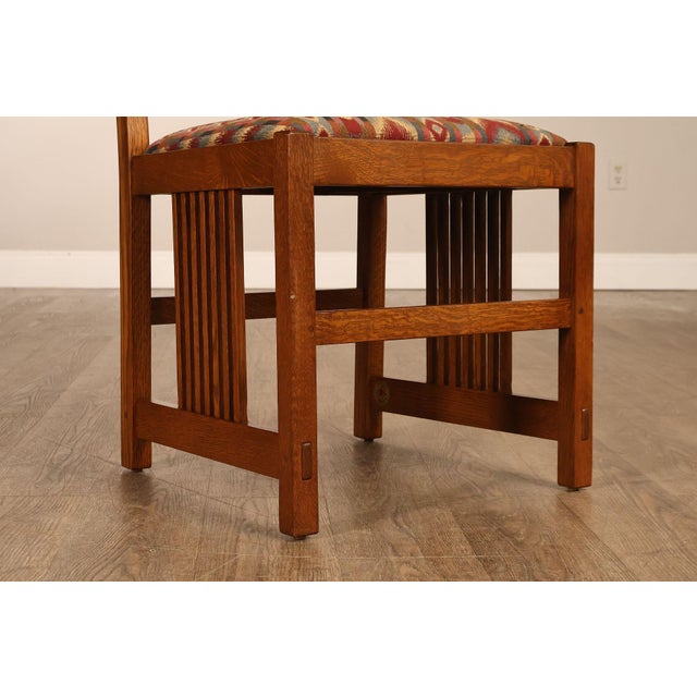 Brown Stickley Mission Collection Set Of Six Oak High Back Spindle Dining Chairs For Sale - Image 8 of 18