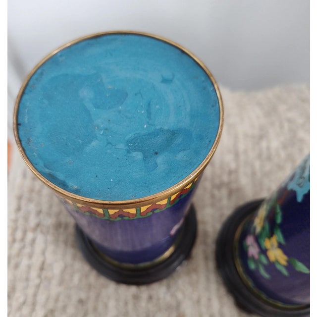 Pair of 1960s Chinese Cloisonne Vases For Sale In Philadelphia - Image 6 of 9