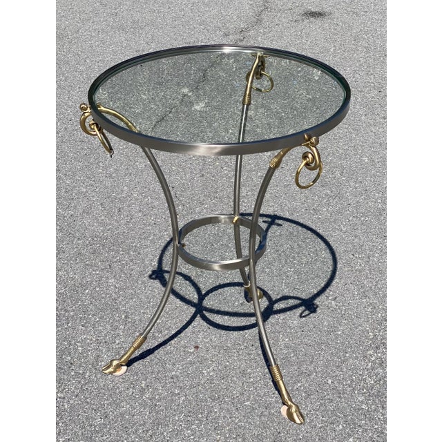 Mid 20th Century Vintage Steel and Brass Gueridon Table For Sale In Little Rock - Image 6 of 6