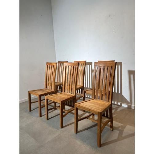 High Back Dining Chairs in Teak, Set of 6 For Sale - Image 5 of 5